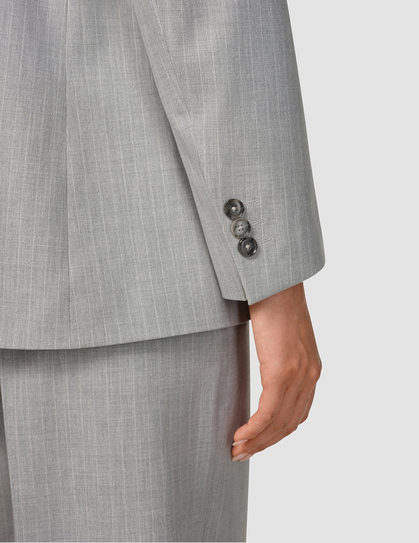 Essential Blazer Light Grey Pinstriped